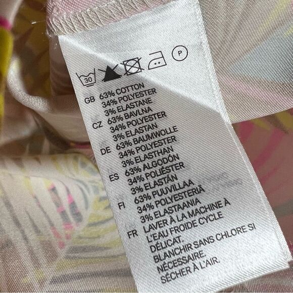 H&M Yellow‎ Pink Strapless Palm Leaf Tropical Cocktail Dress Womens Size 6 - Picture 6 of 9